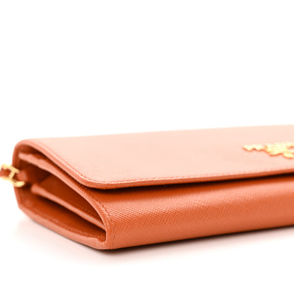 Prada Saffiano Metal Oro Chain Wallet Papaya 8 of 13