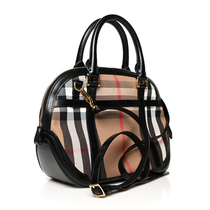 Burberry Bridle Calfskin House Check Small Orchard Bowling Bag Black 3 of 11