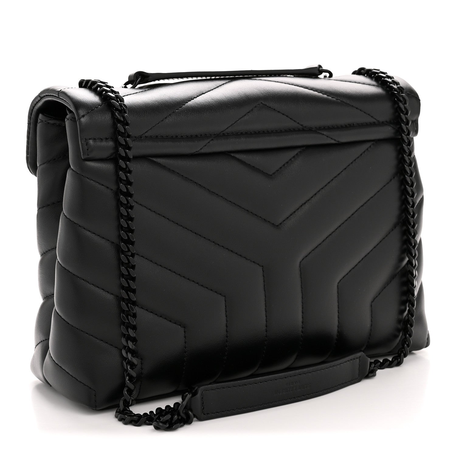 Saint Laurent Calfskin Y Quilted Monogram Monochrome Small Loulou Chain Satchel Black 3 of 11