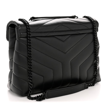 Saint Laurent Calfskin Y Quilted Monogram Monochrome Small Loulou Chain Satchel Black 3 of 11
