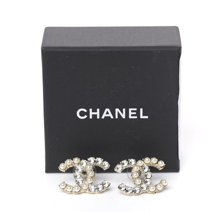 Chanel Crystal Pearl CC Dazzling Domino Earrings Gold 5 of 5
