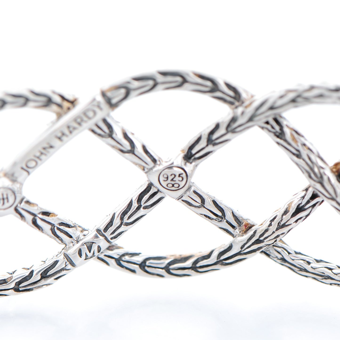 Sterling Silver Diamond Classic Chain Woven Braided Cuff M Bracelet