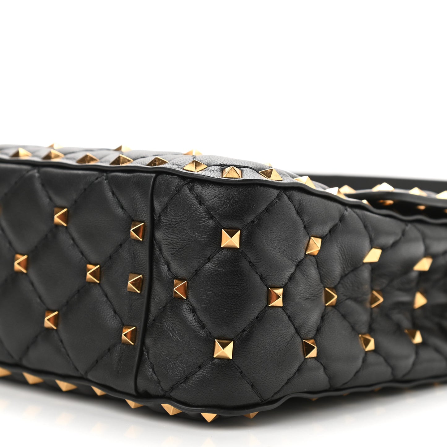 Nappa Medium Rockstud Spike Shoulder Bag Black Rouge Pur