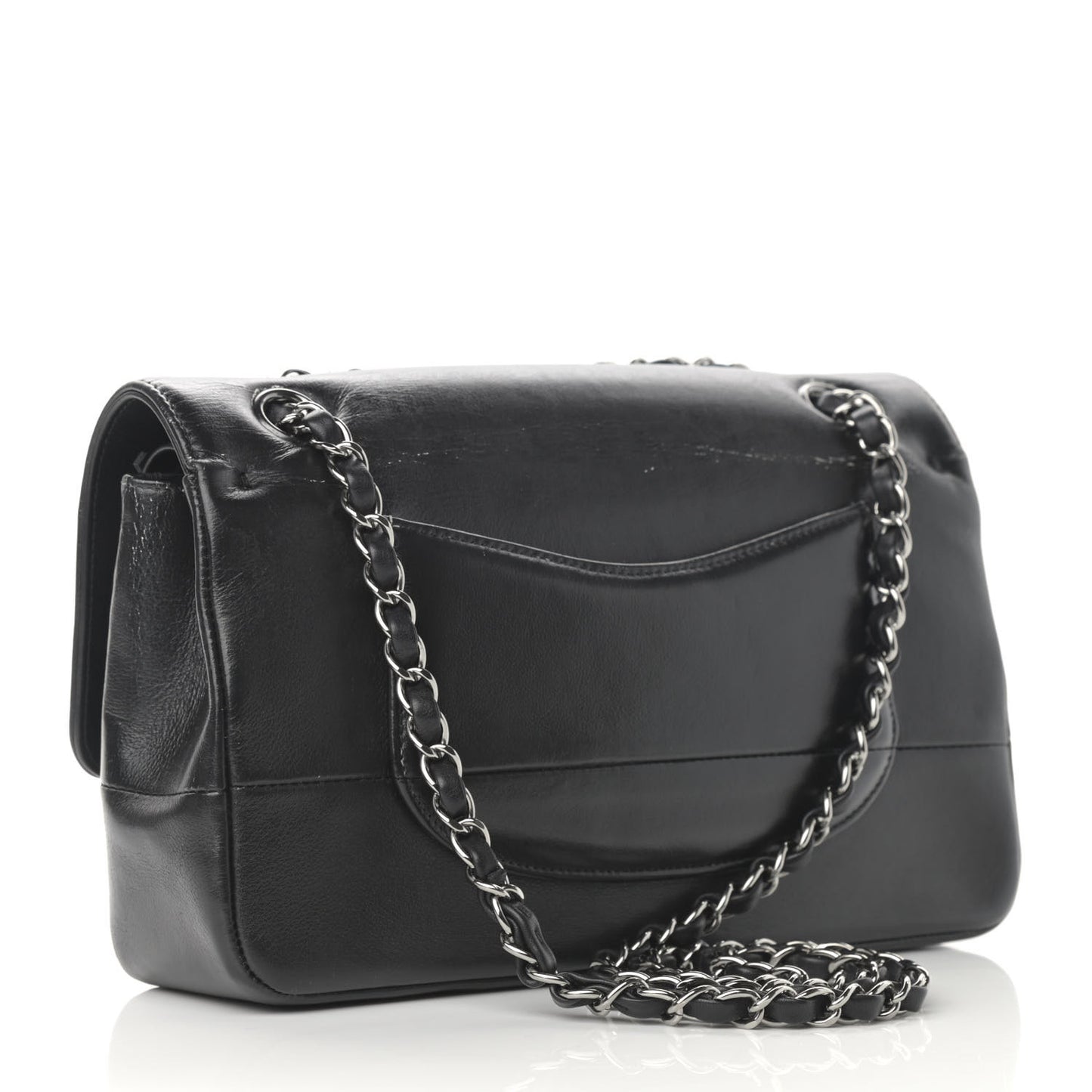 Calfskin Medium Classic Pure Double Flap Black