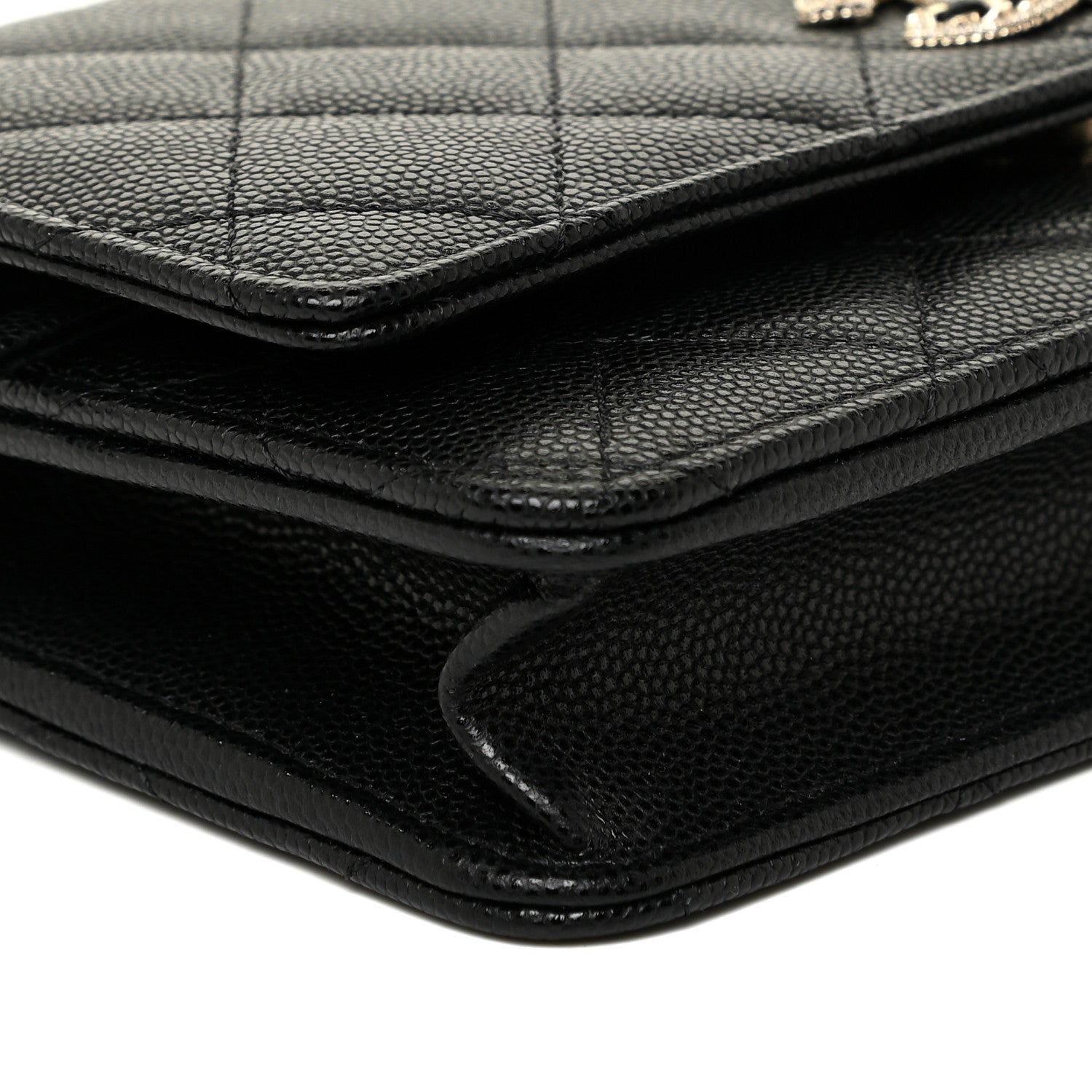 Chanel Caviar Quilted Crystal CC Wallet On Chain WOC Black 8 of 12