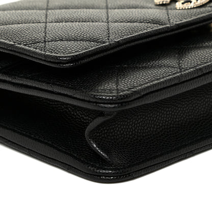 Chanel Caviar Quilted Crystal CC Wallet On Chain WOC Black 8 of 12