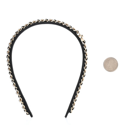 Chanel Metal Lambskin CC Turnlock Chain Headband Gold Black 2 of 6