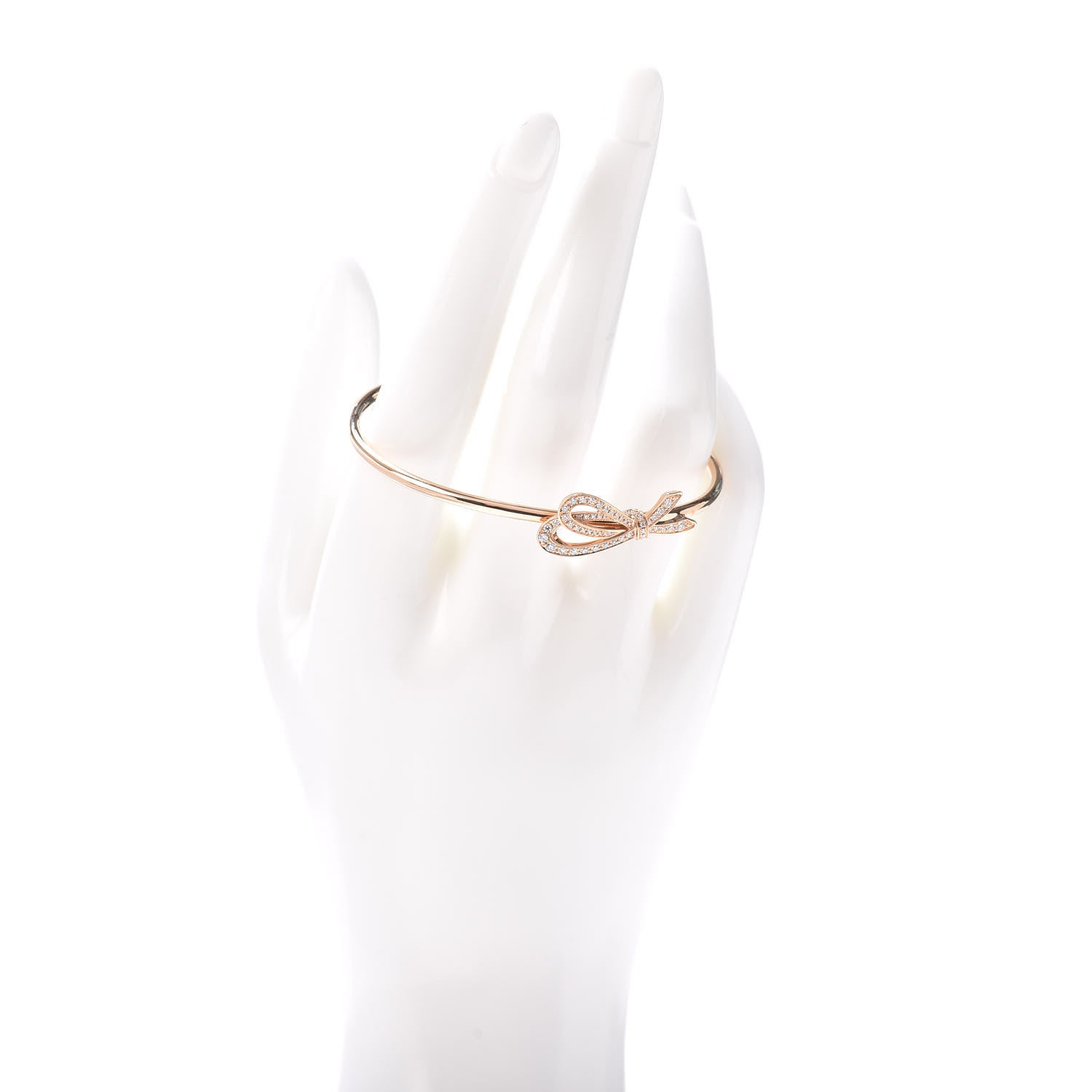 Tiffany 18K Rose Gold Diamond Bow Cuff Bracelet 2 of 4