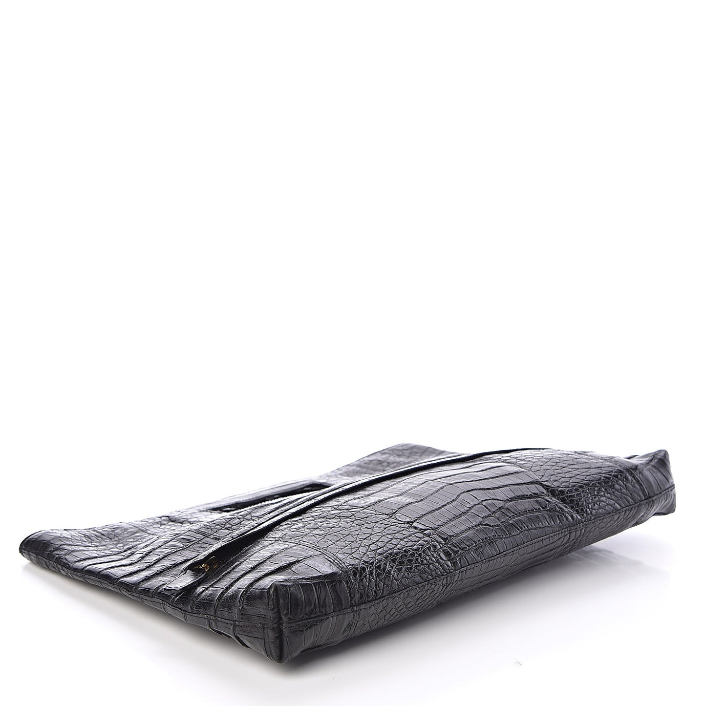 Crocodile Envelope Convertible Clutch Black