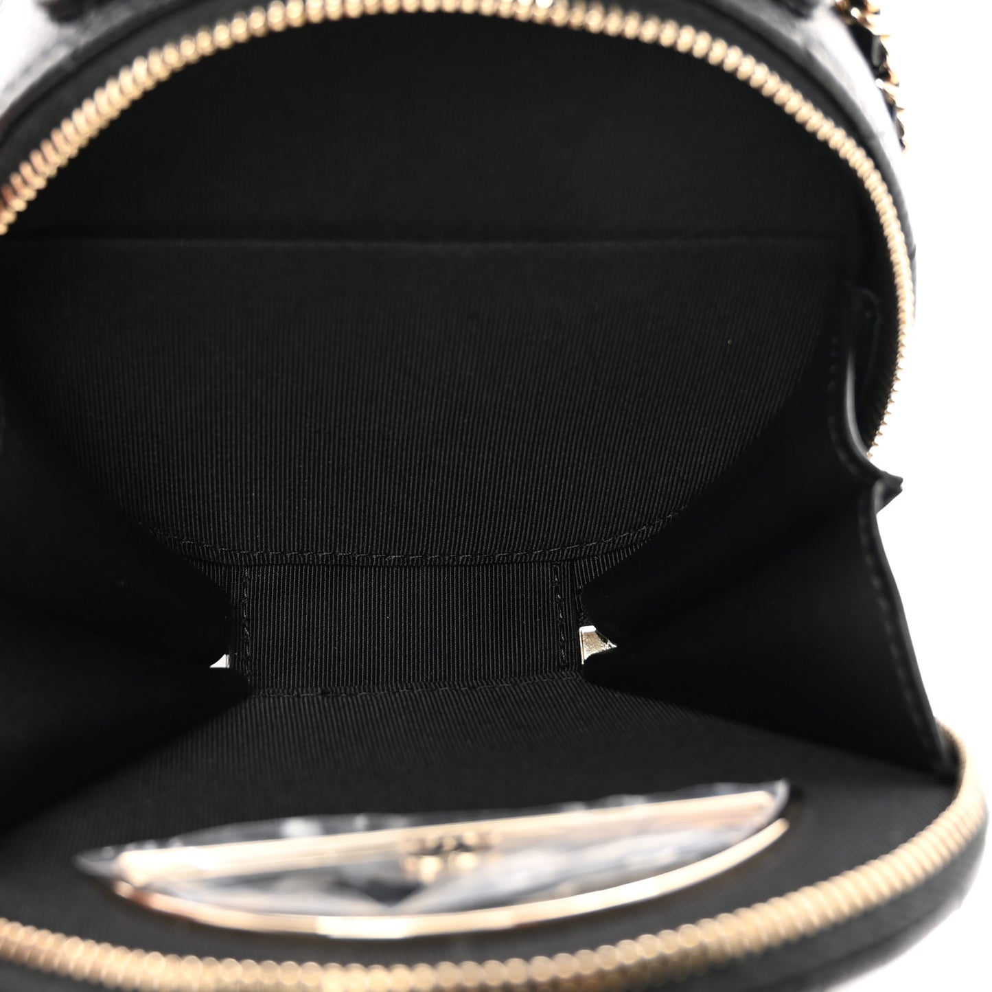 Caviar Quilted Round Handle With Care Vanity With Chain Black