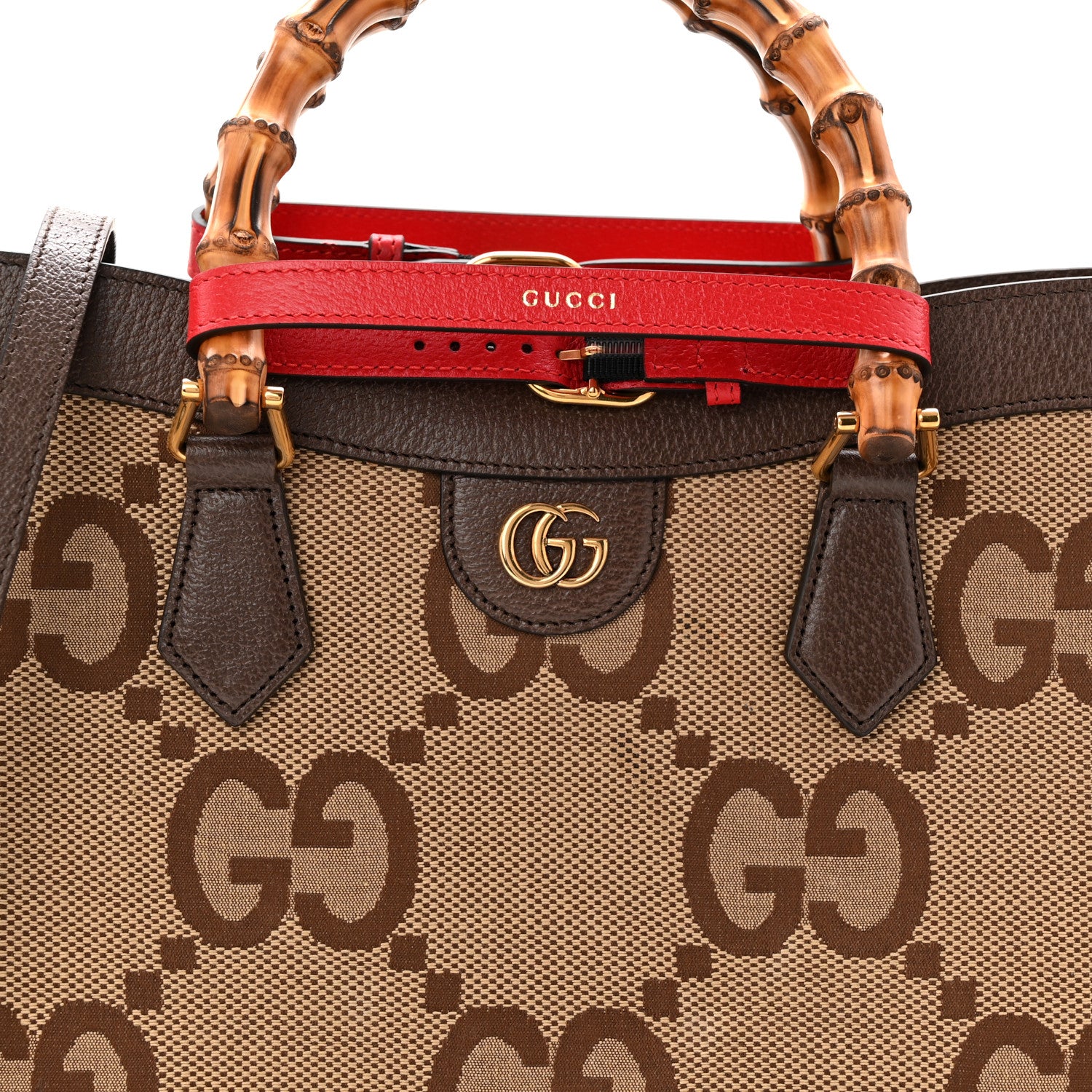 Gucci Monogram Jumbo GG Textured Dollar Calfskin Medium Diana Tote