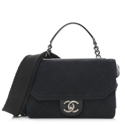 Chanel Fabric Quilted Small Flap Bag Navy 1 of 13