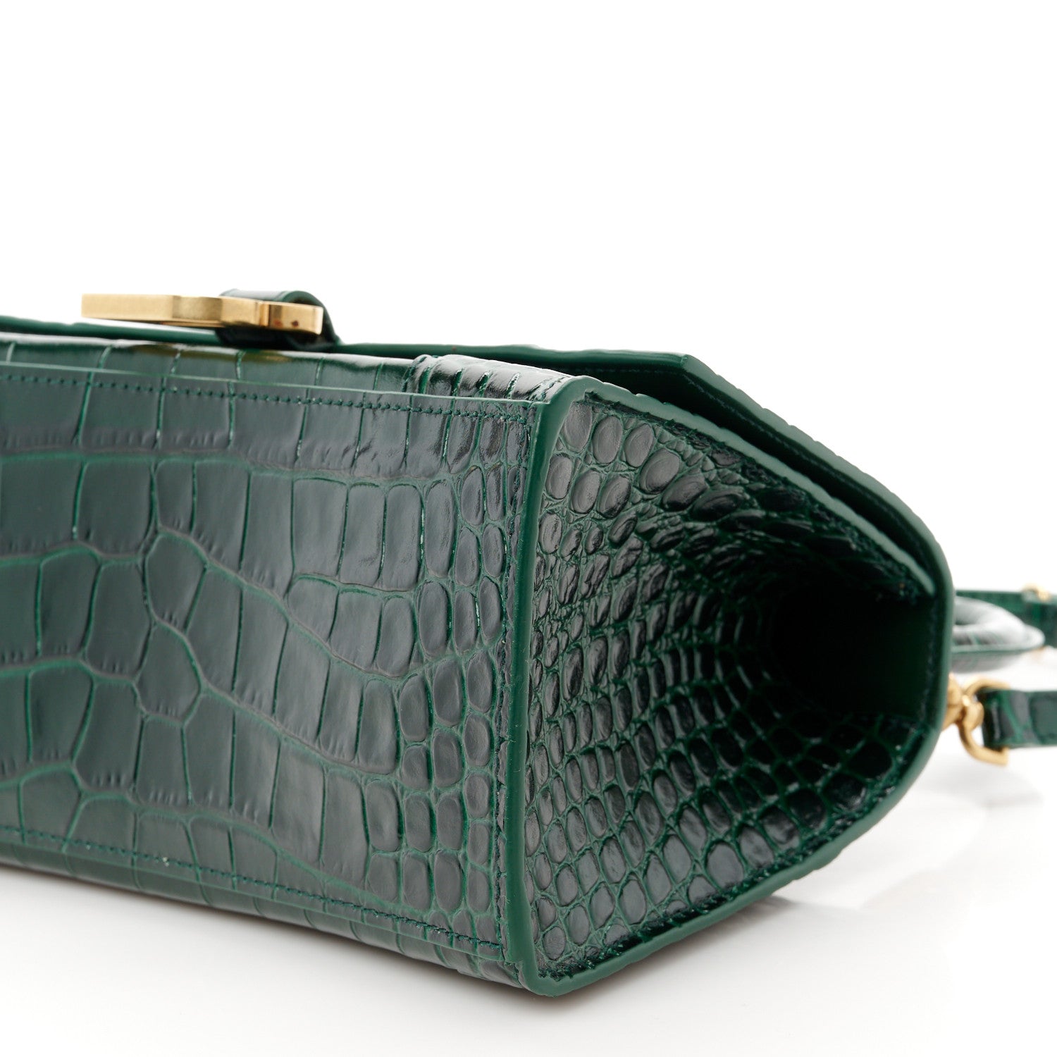 Balenciaga Shiny Calfskin Crocodile Embossed Small Hourglass Top Handle Bag Forest Green 11 of 11