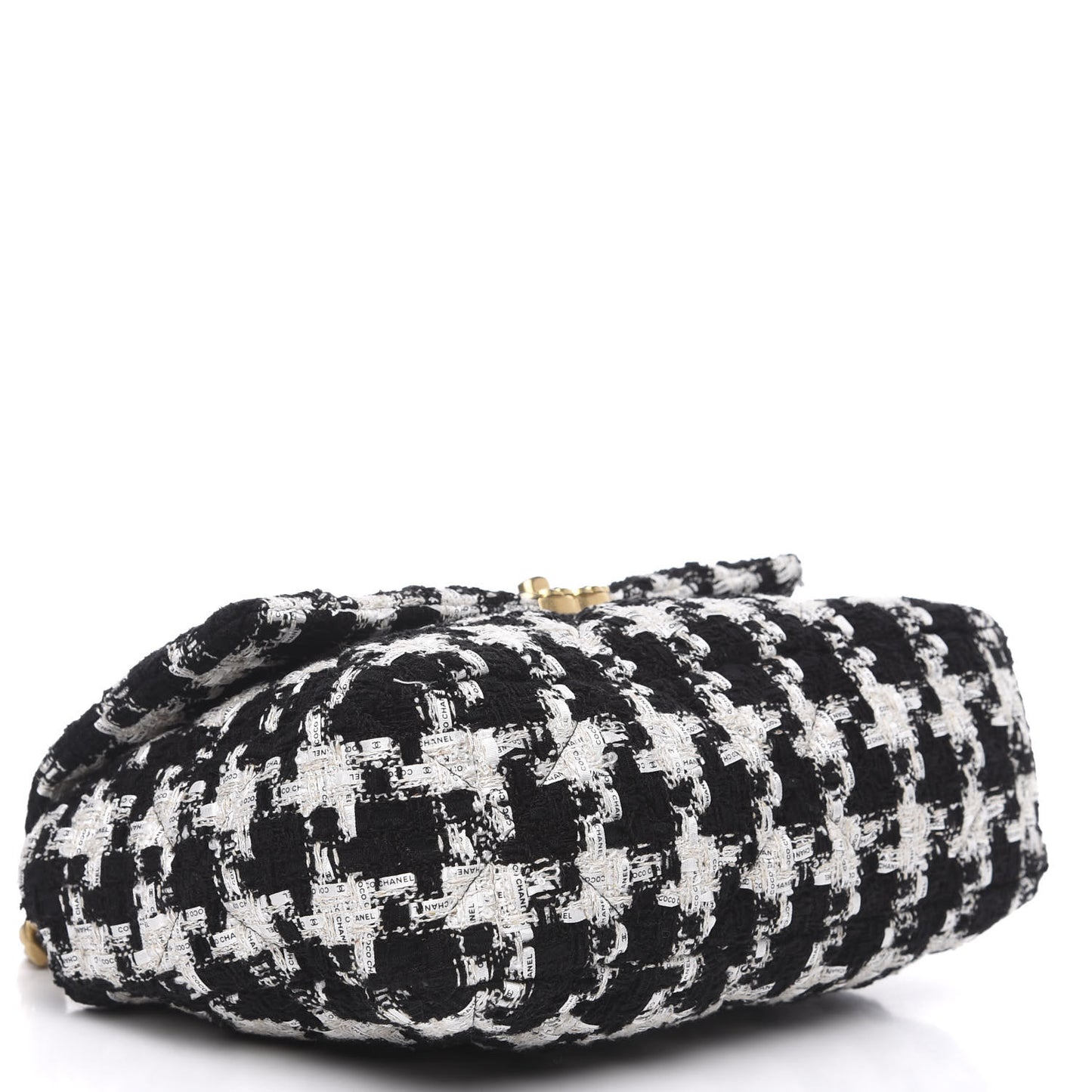 Tweed Quilted Large 19 Flap Black Ecru White