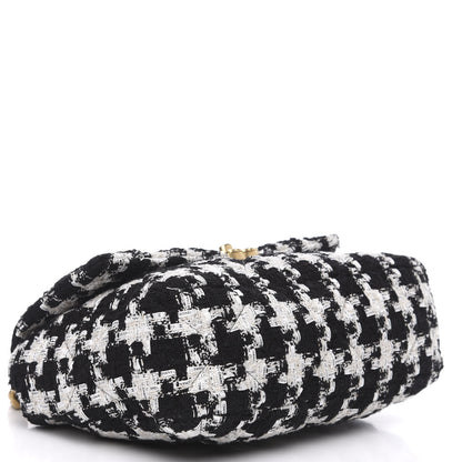 Chanel Tweed Quilted Large 19 Flap Black Ecru White 4 of 11