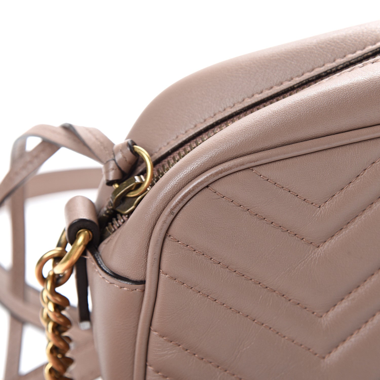 Gucci Calfskin Matelasse Small GG Marmont Chain Shoulder Bag Porcelain Rose 15 of 17