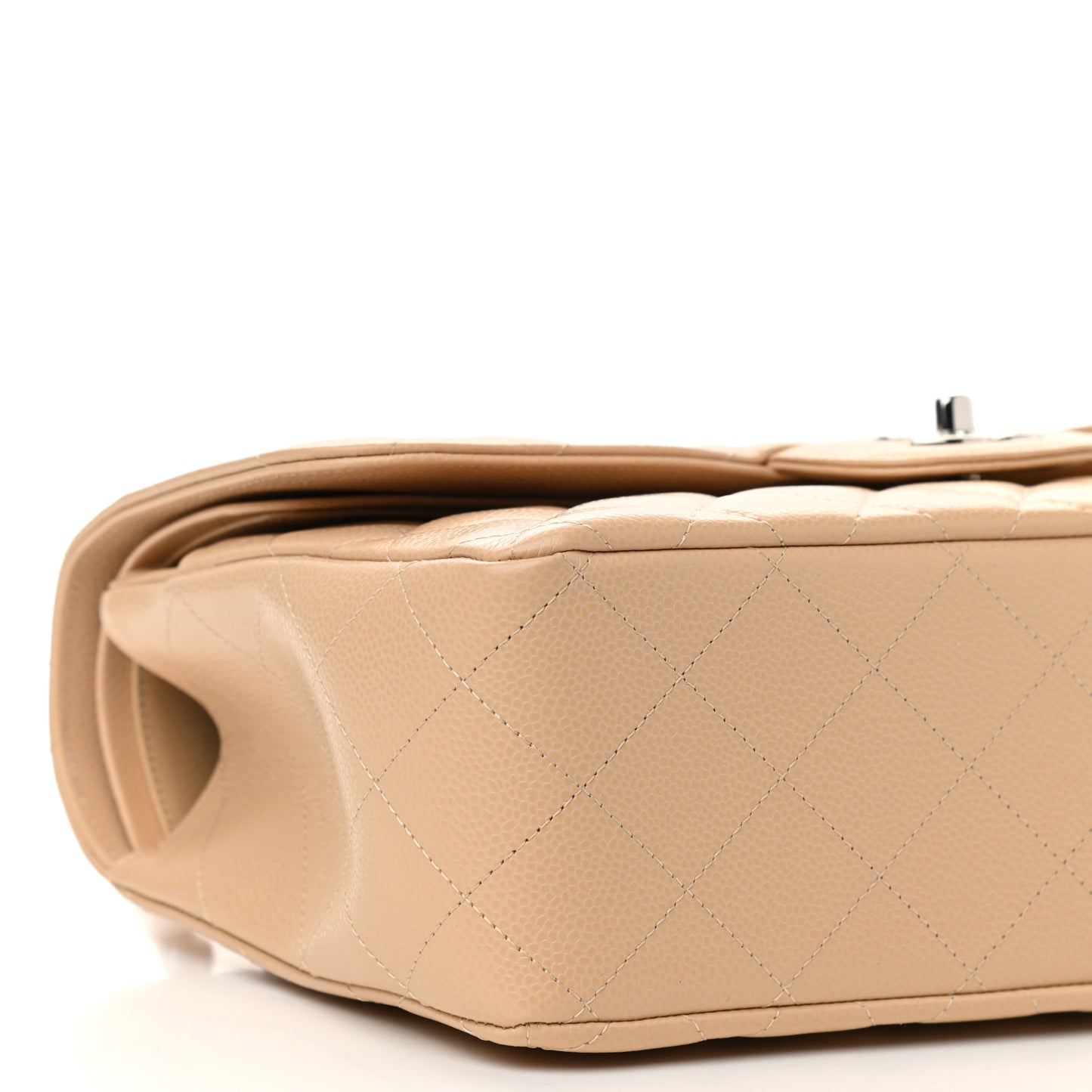 Caviar Quilted Jumbo Double Flap Beige Clair