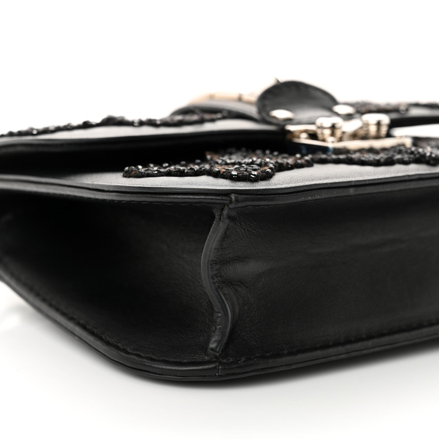 Valentino Garavani Vitello Beaded Butterfly Small Glam Lock Rockstud Flap Black 8 of 10