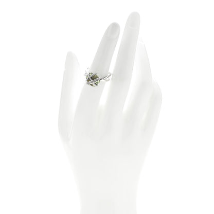 David Yurman Sterling Silver Diamond Prasiolite 10mm Cable Wrap Ring 52 6 2 of 5