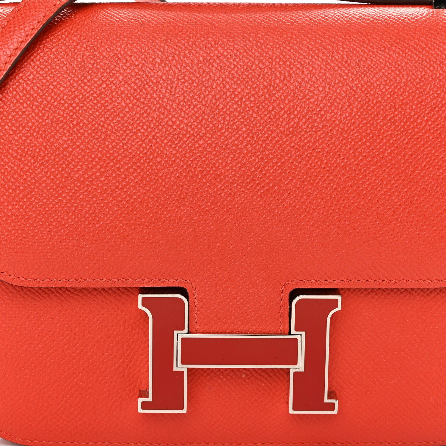 Hermes Epsom Enamel Constance 18 Capucine Sanguine 8 of 12