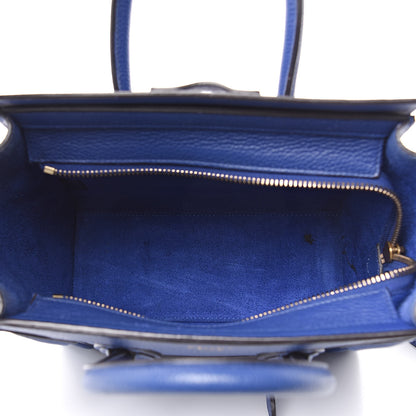 Celine Drummed Calfskin Nano Luggage Indigo 5 of 15