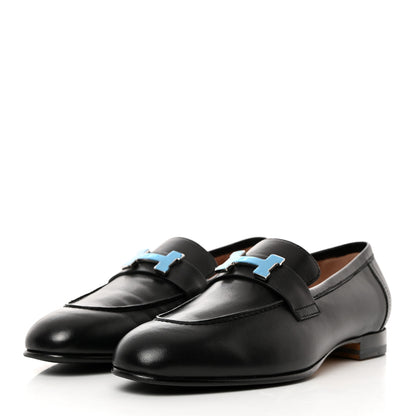 Hermes Goatskin Womens Paris Loafers 38.5 Black 3 of 9