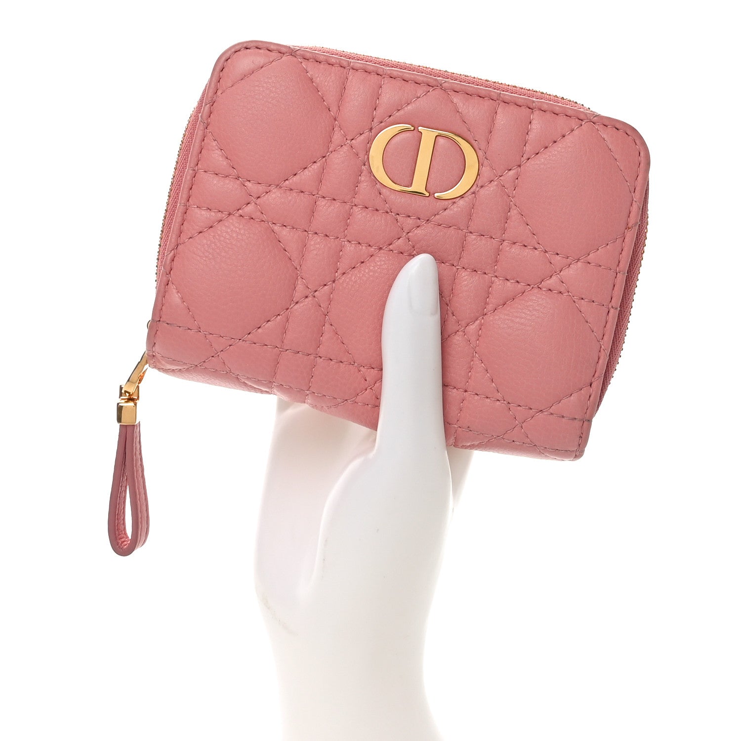 Christian Dior Grained Calfskin Supple Cannage Caro Compact Zipped