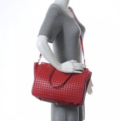 Valentino Garavani Vitello All Over Stud Rockstud Tote Red 2 of 8