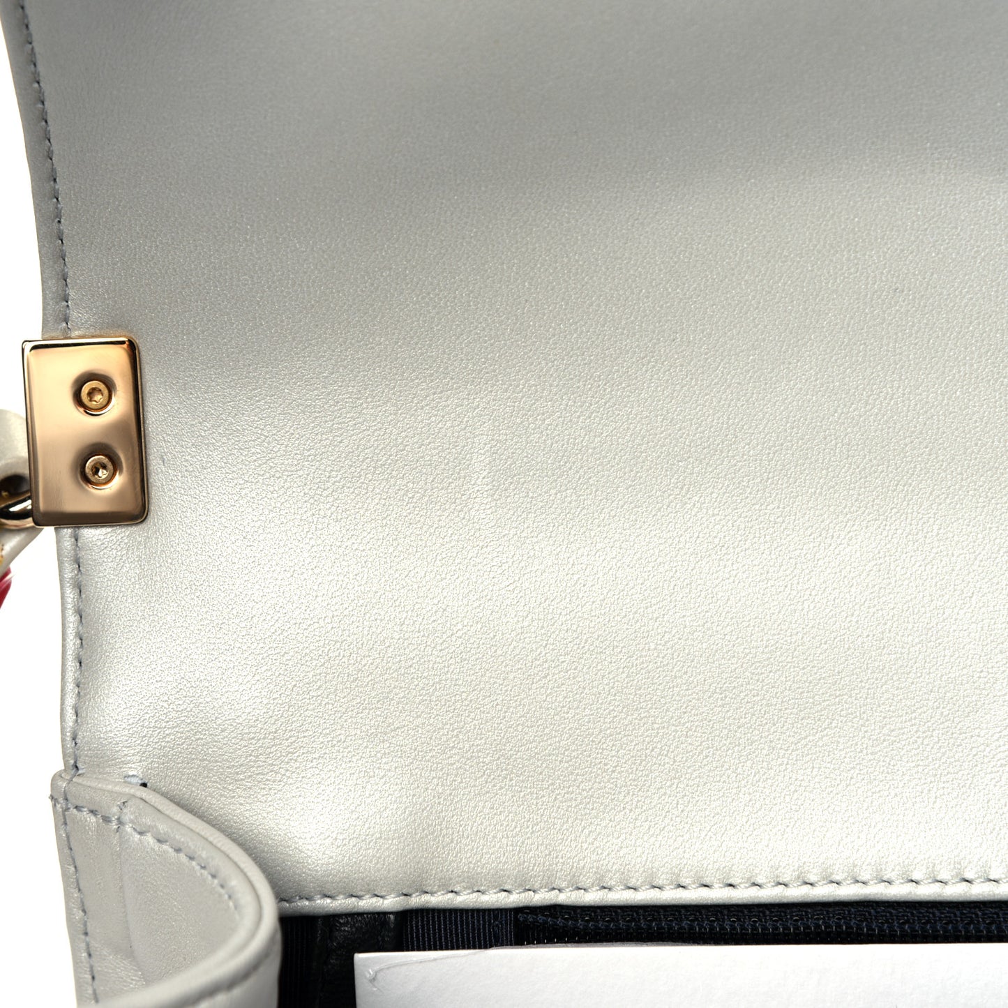 Lambskin Embossed New Medium Boy Cube Flap White