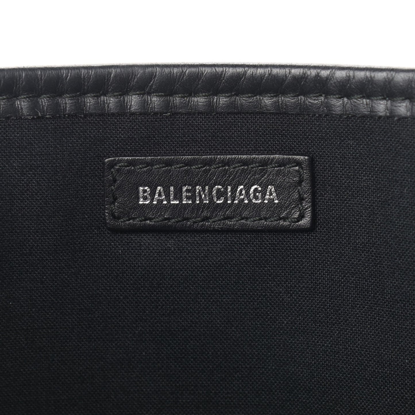 Cotton Canvas Calfskin Logo Print Navy Cabas XS Black White