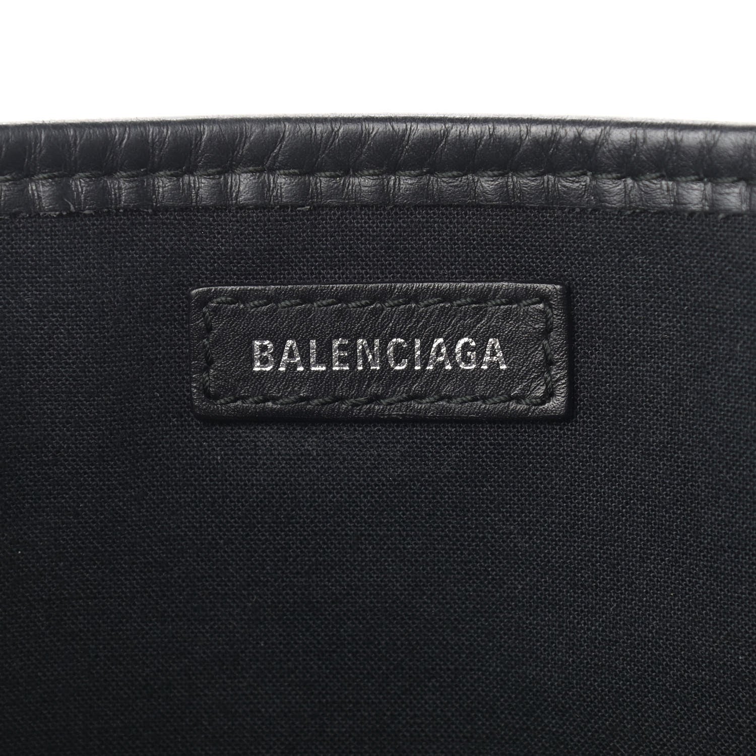 Balenciaga Cotton Canvas Calfskin Logo Print Navy Cabas XS Black White 7 of 10
