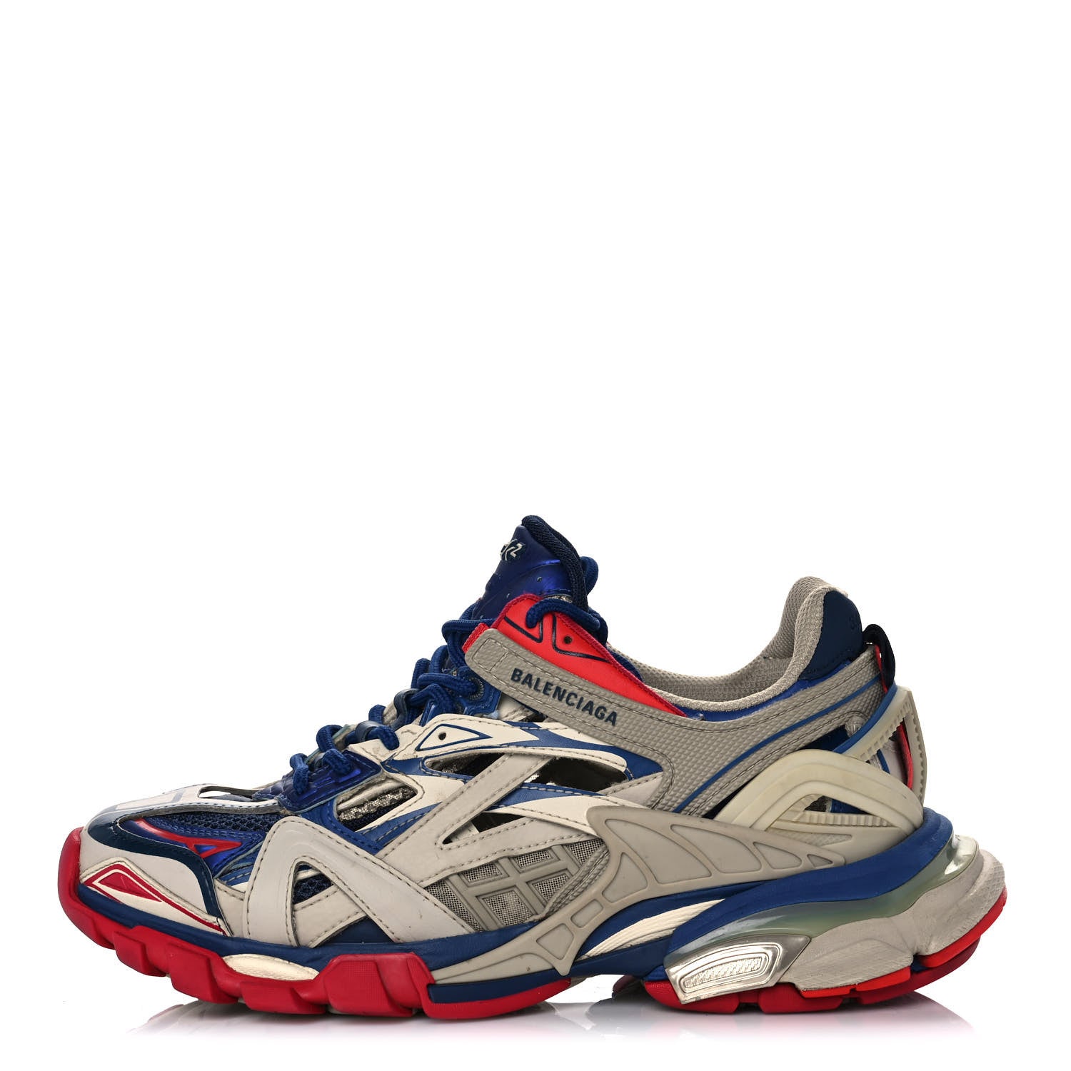 Balenciaga Rubber Mesh Bi-Color Womens Track.2 Open Sneakers 39 Beige Blue Red 1 of 9