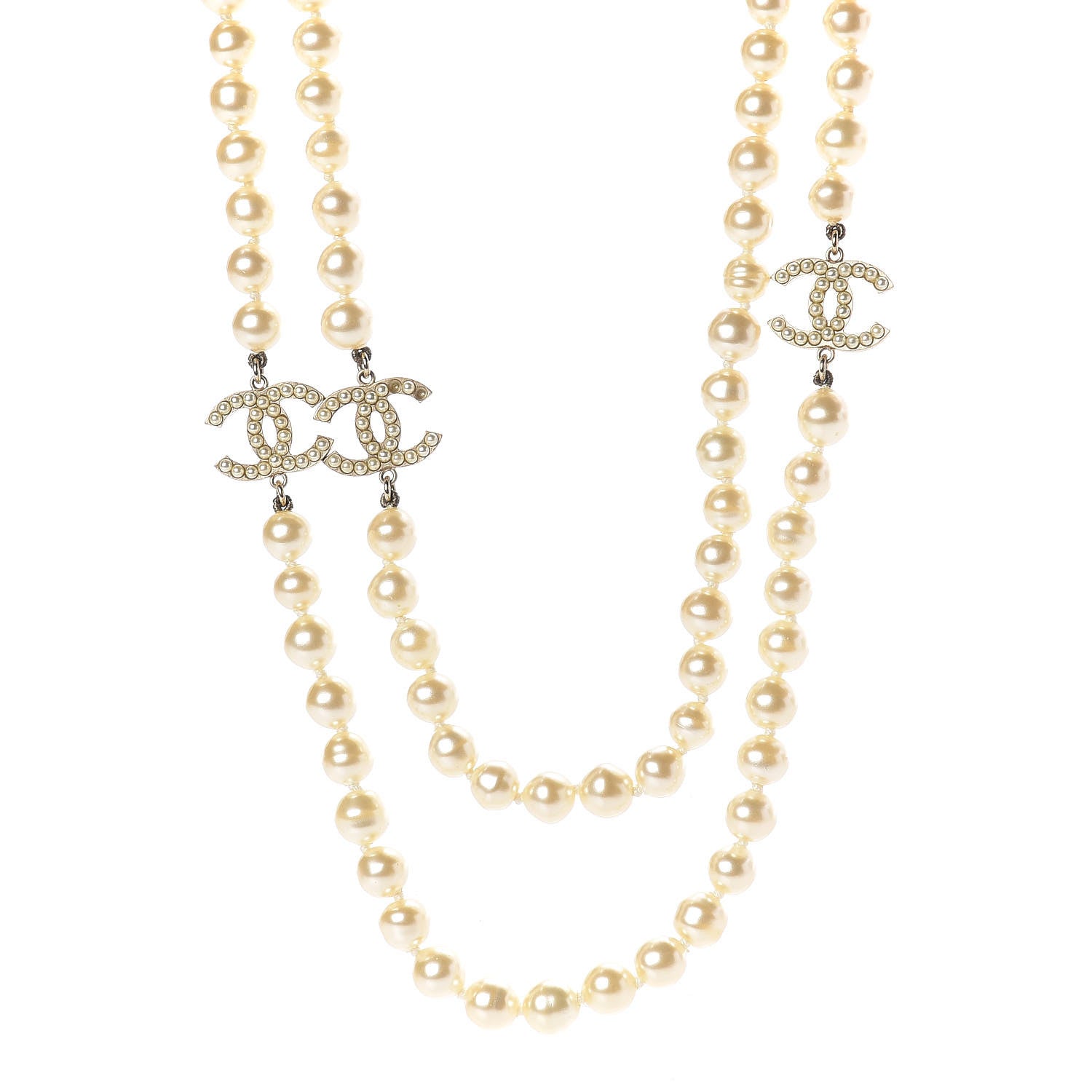 Chanel Pearl CC Long Necklace Gold 1 of 6
