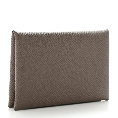 Hermes Epsom Verso Calvi Card Case Etain Vert Criquet 2 of 8