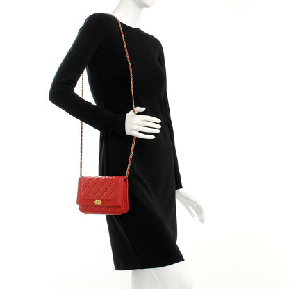 Chanel Lambskin Quilted Boy Wallet On Chain WOC Red 2 of 8