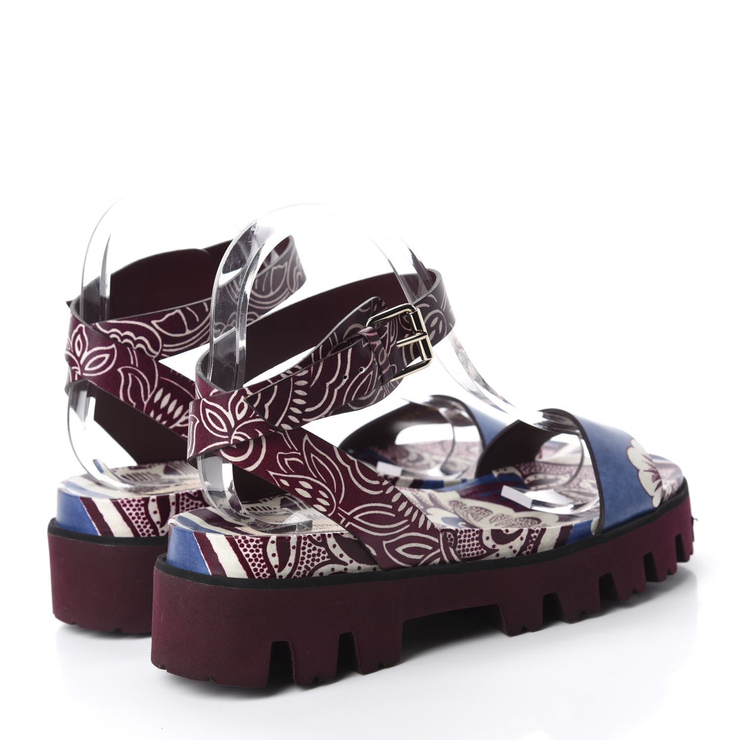 Valentino Garavani Calfskin Rubber Floral Print Sandals 40 Multicolor 4 of 9