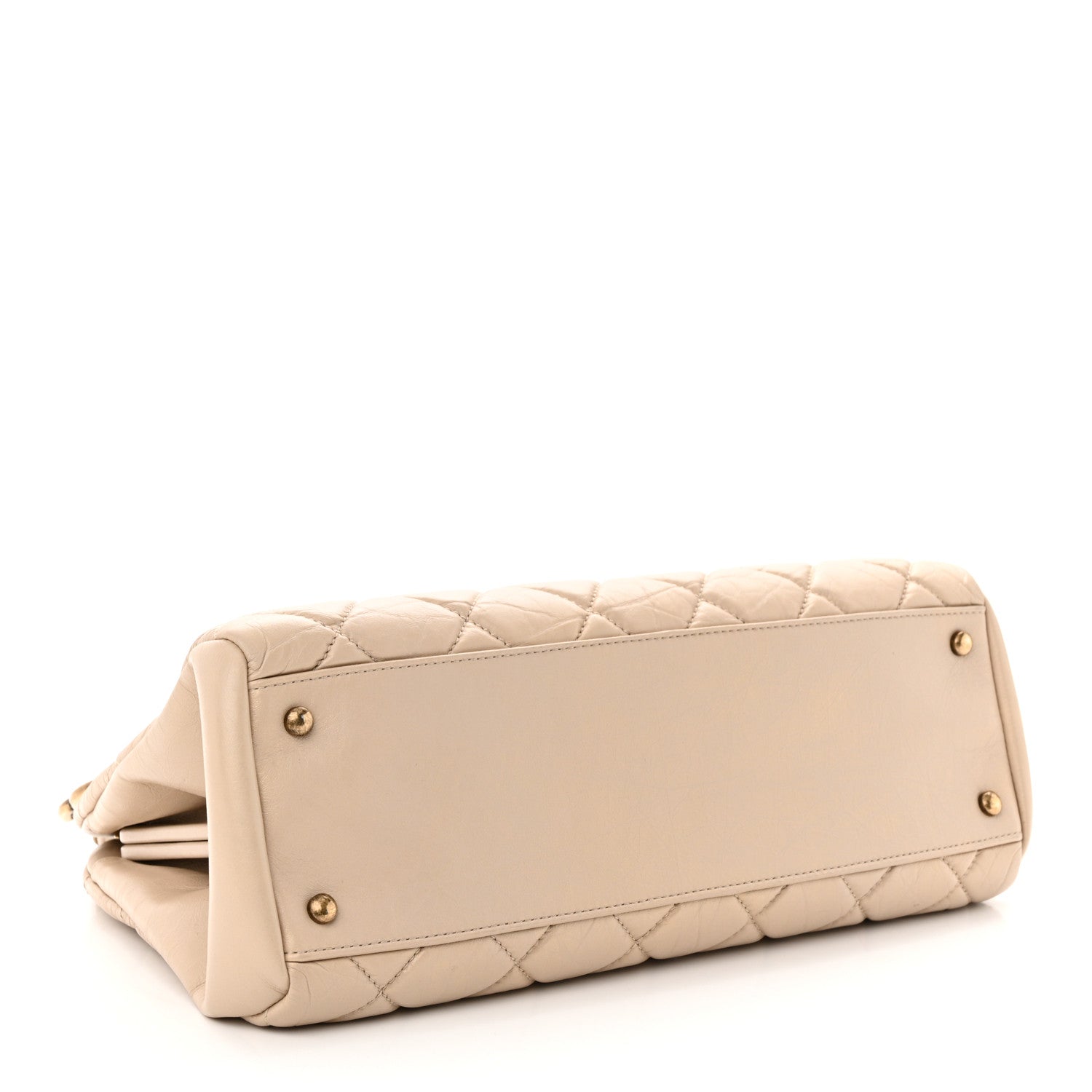 Chanel Aged Calfskin Large Just Mademoiselle Bowling Bag Beige 4 of 14