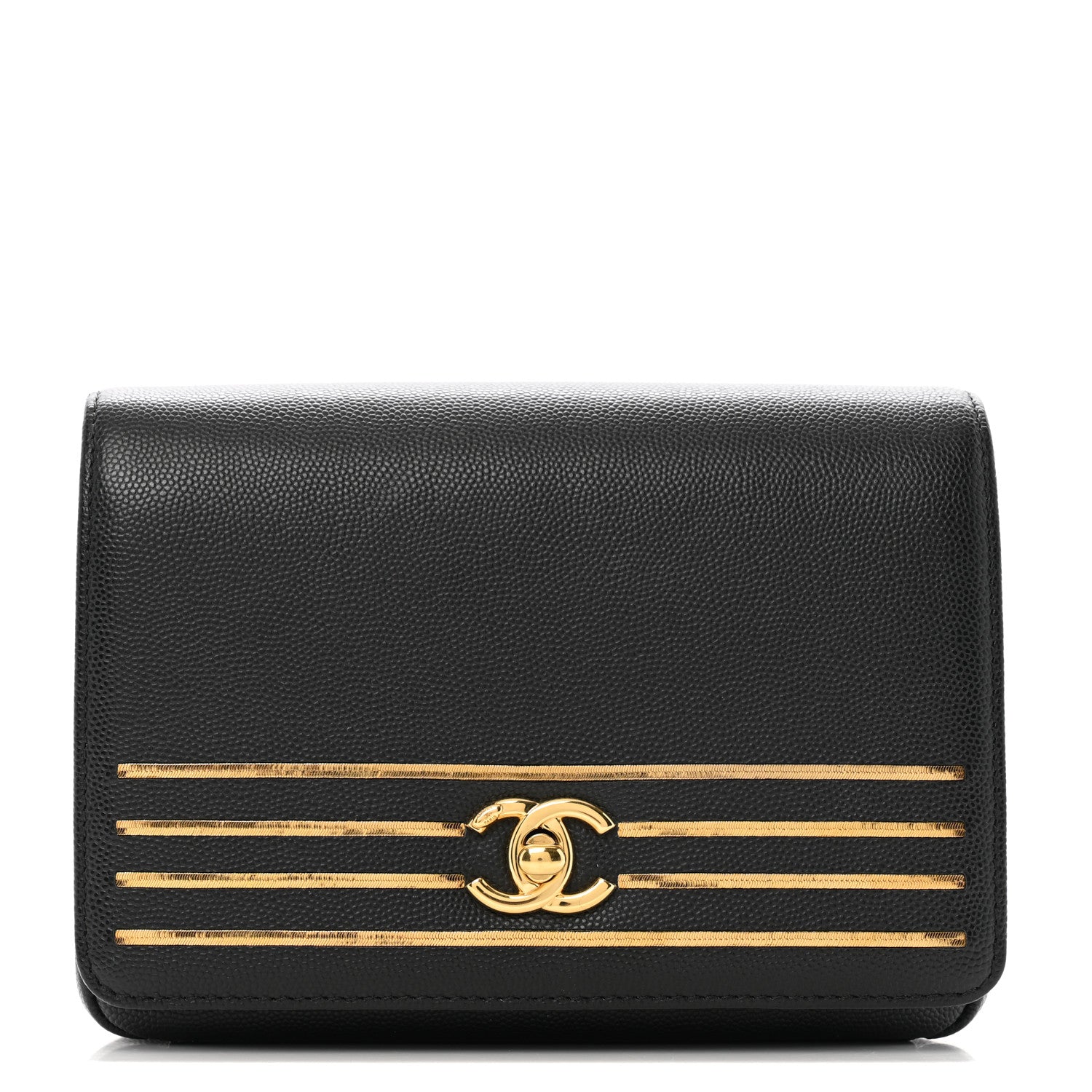 Chanel Grained Calfskin Embroidered Captain Gold Belt Bag Black 1 of 10