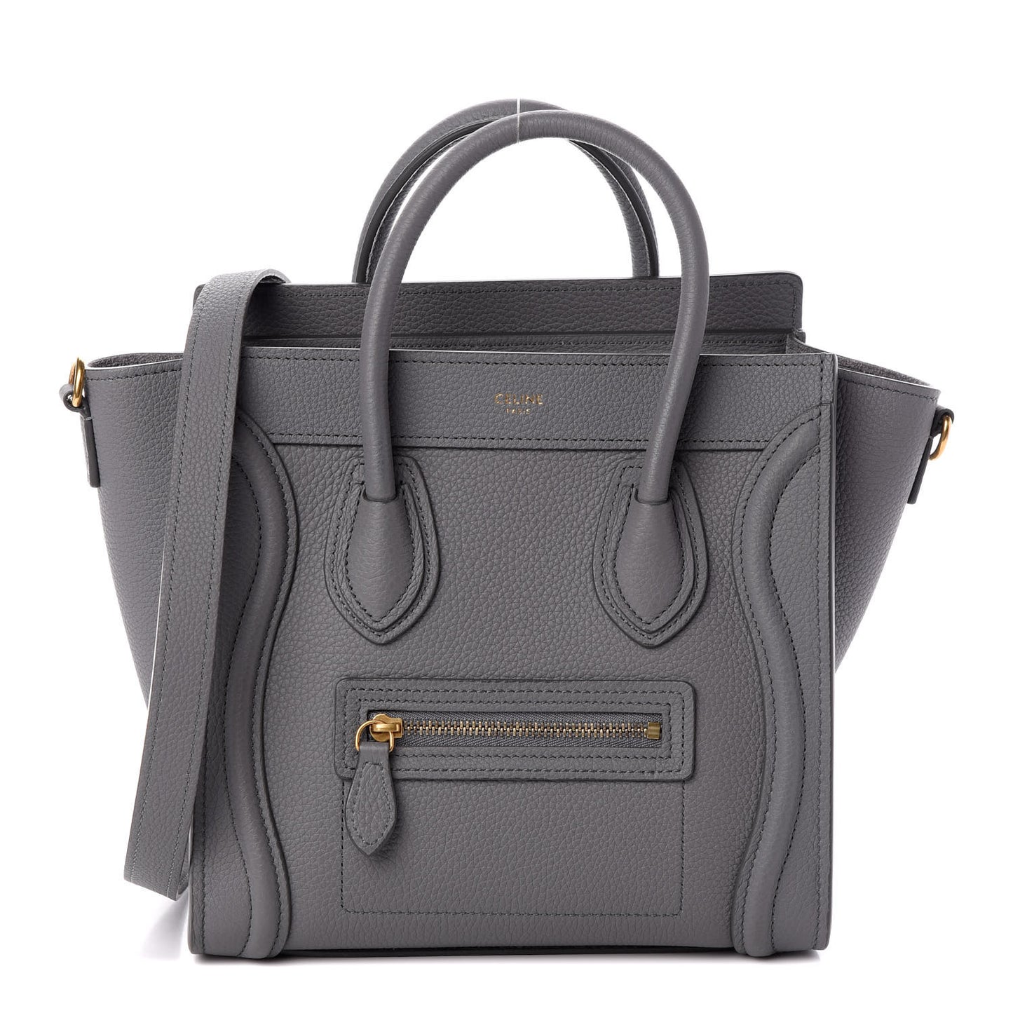 Baby Drummed Calfskin Nano Luggage Kohl