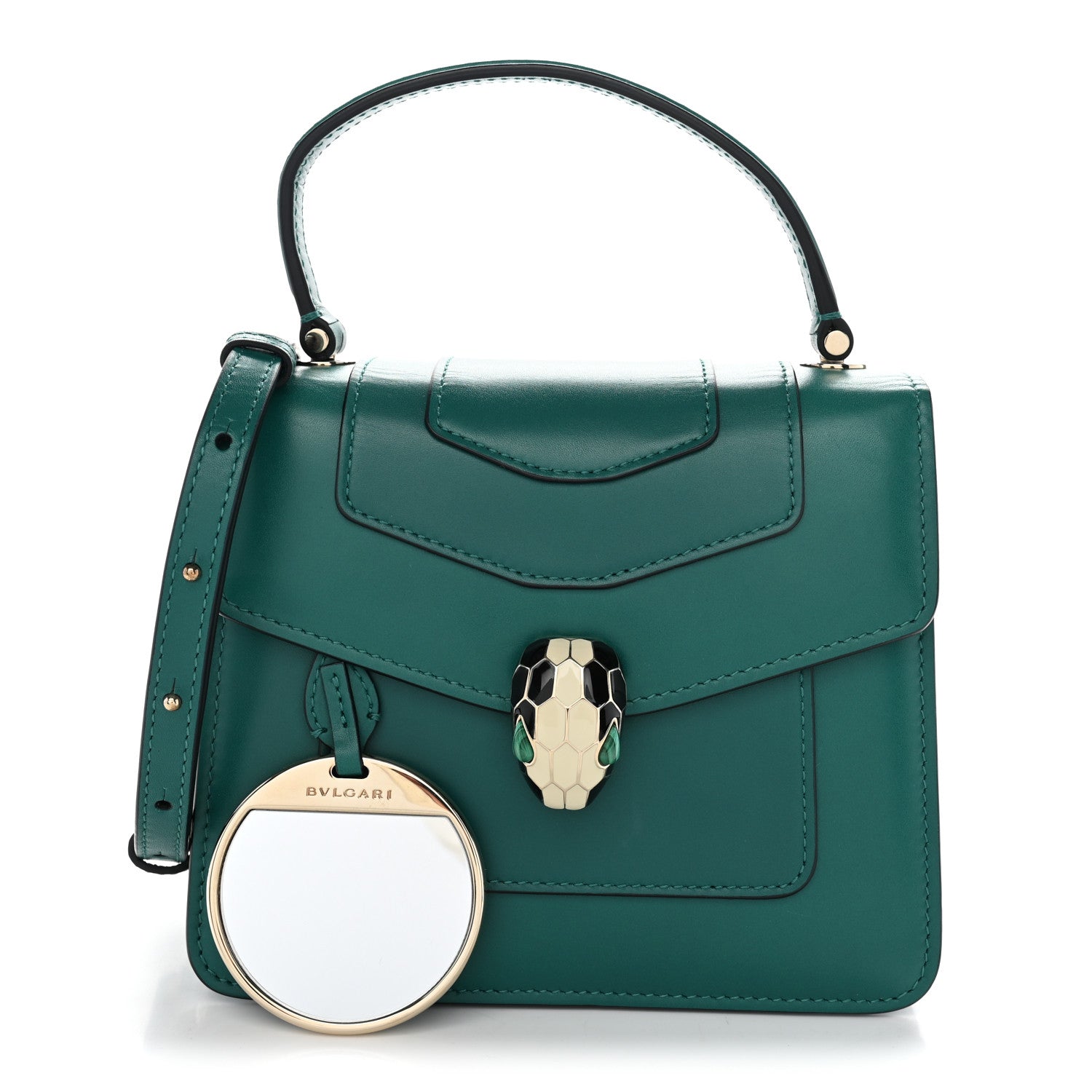 Bulgari Calfskin Serpenti Forever Top Handle Emerald Green 3 of 10