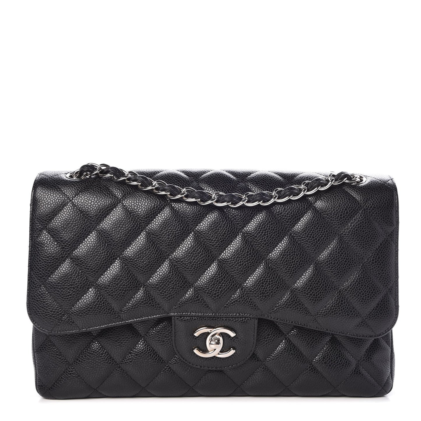 Caviar Quilted Jumbo Double Flap Black