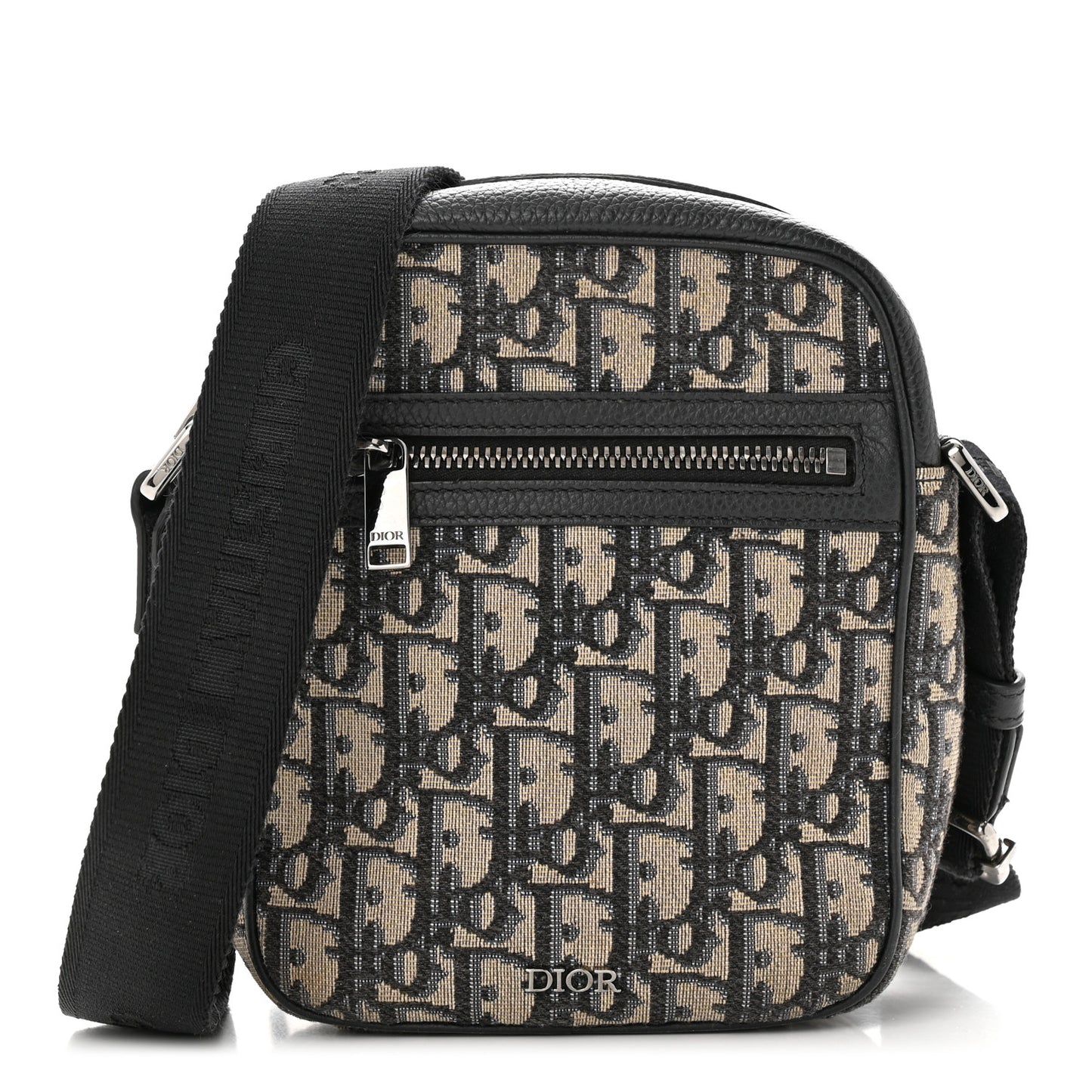 Oblique Messenger Pouch Beige Black