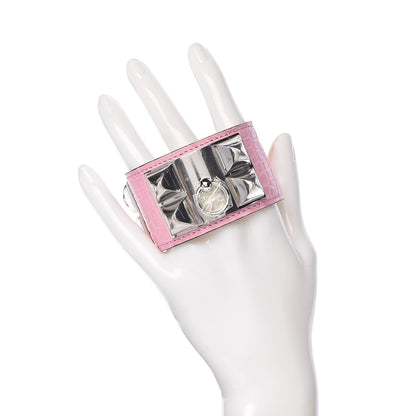 Hermes Matte Alligator Collier De Chien CDC Bracelet T1 5P Pink 2 of 6