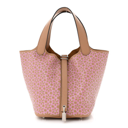Hermes Swift Lucky Daisy Picotin Lock 18 PM Chai Rose White 1 of 10