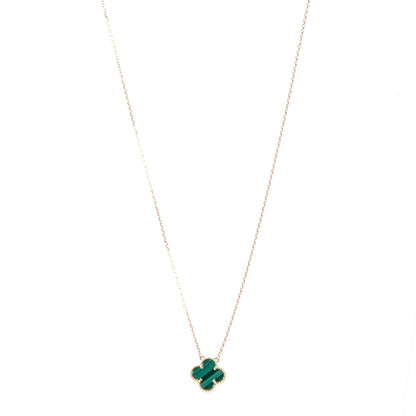 Van Cleef & Arpels 18K Yellow Gold Malachite Vintage Alhambra Pendant Necklace 1 of 5
