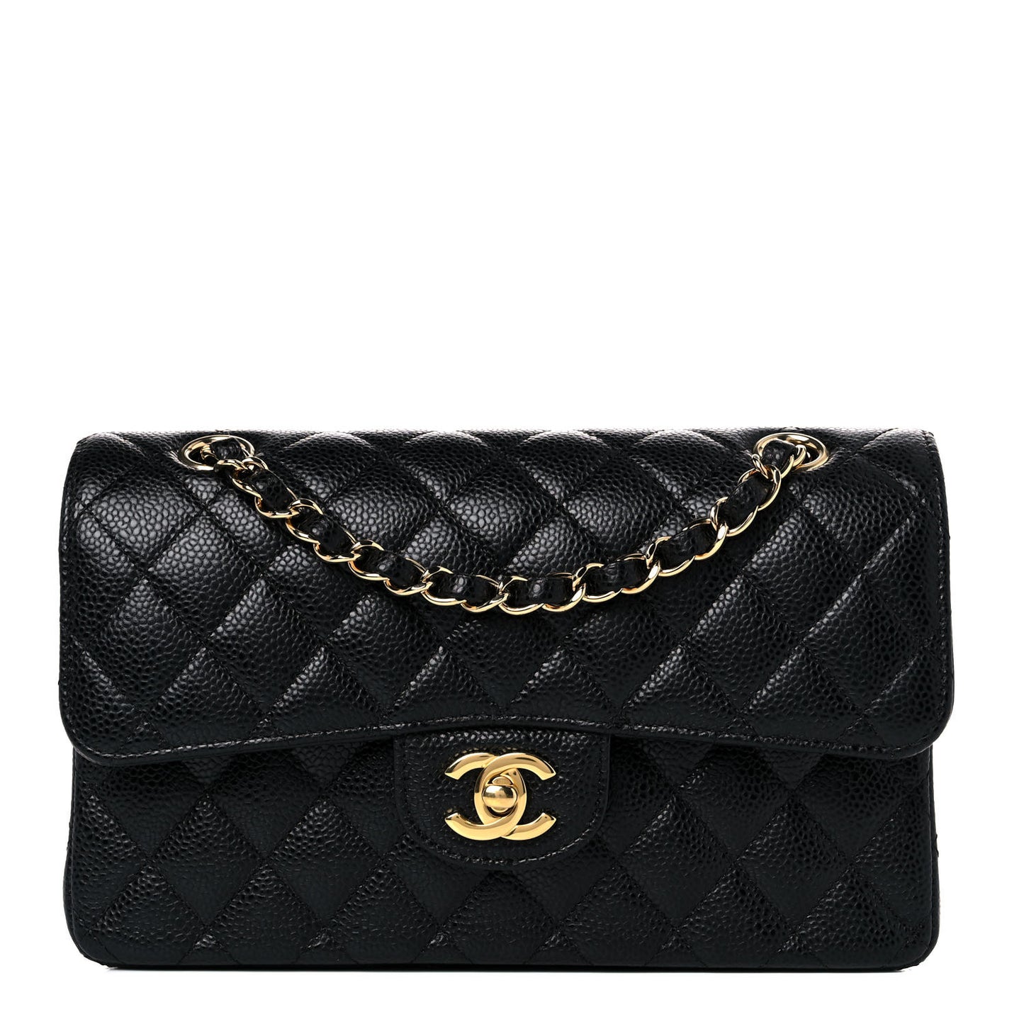 Caviar Quilted Small Double Flap Black