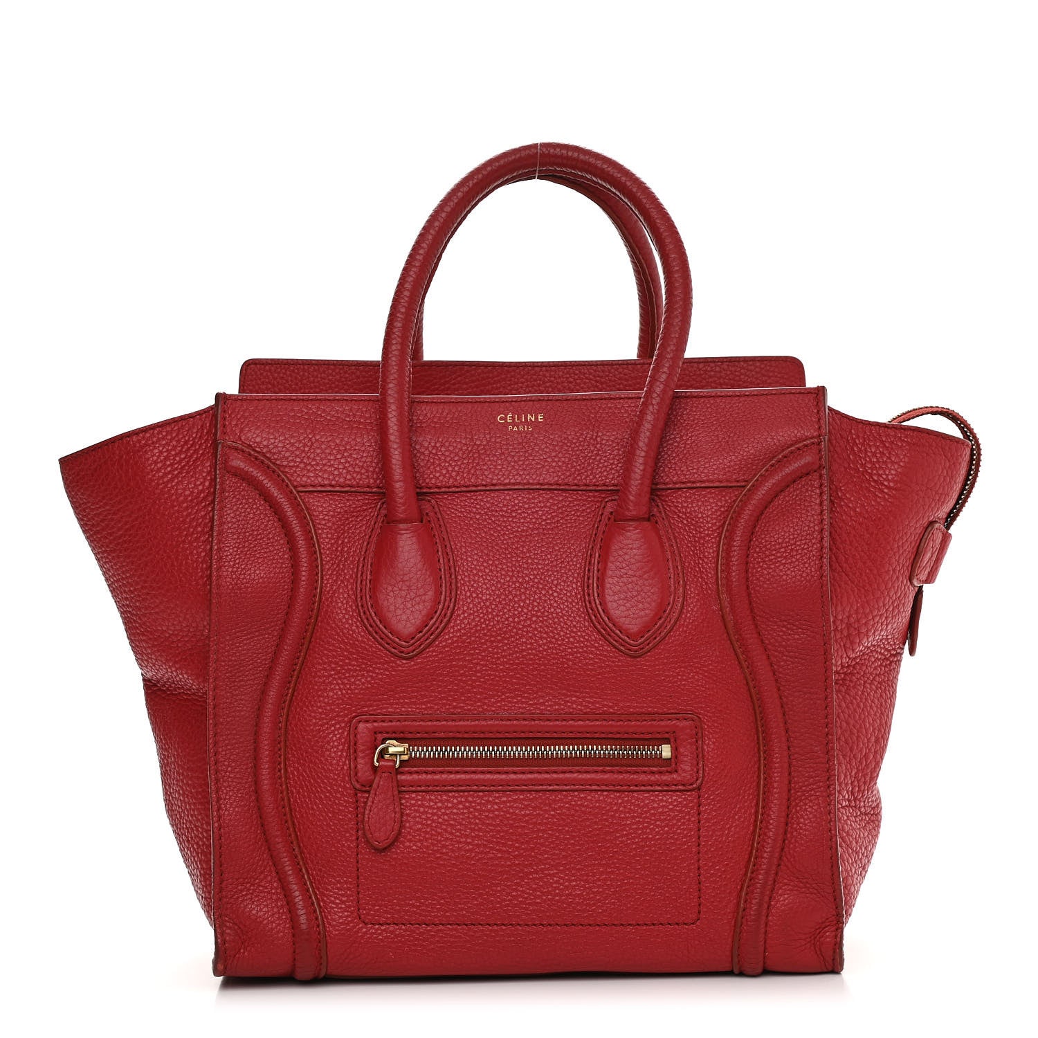 Celine Drummed Calfskin Mini Luggage Coquelicot 1 of 11