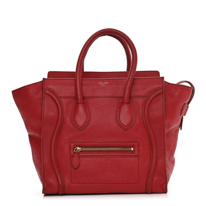 Celine Drummed Calfskin Mini Luggage Coquelicot 1 of 11