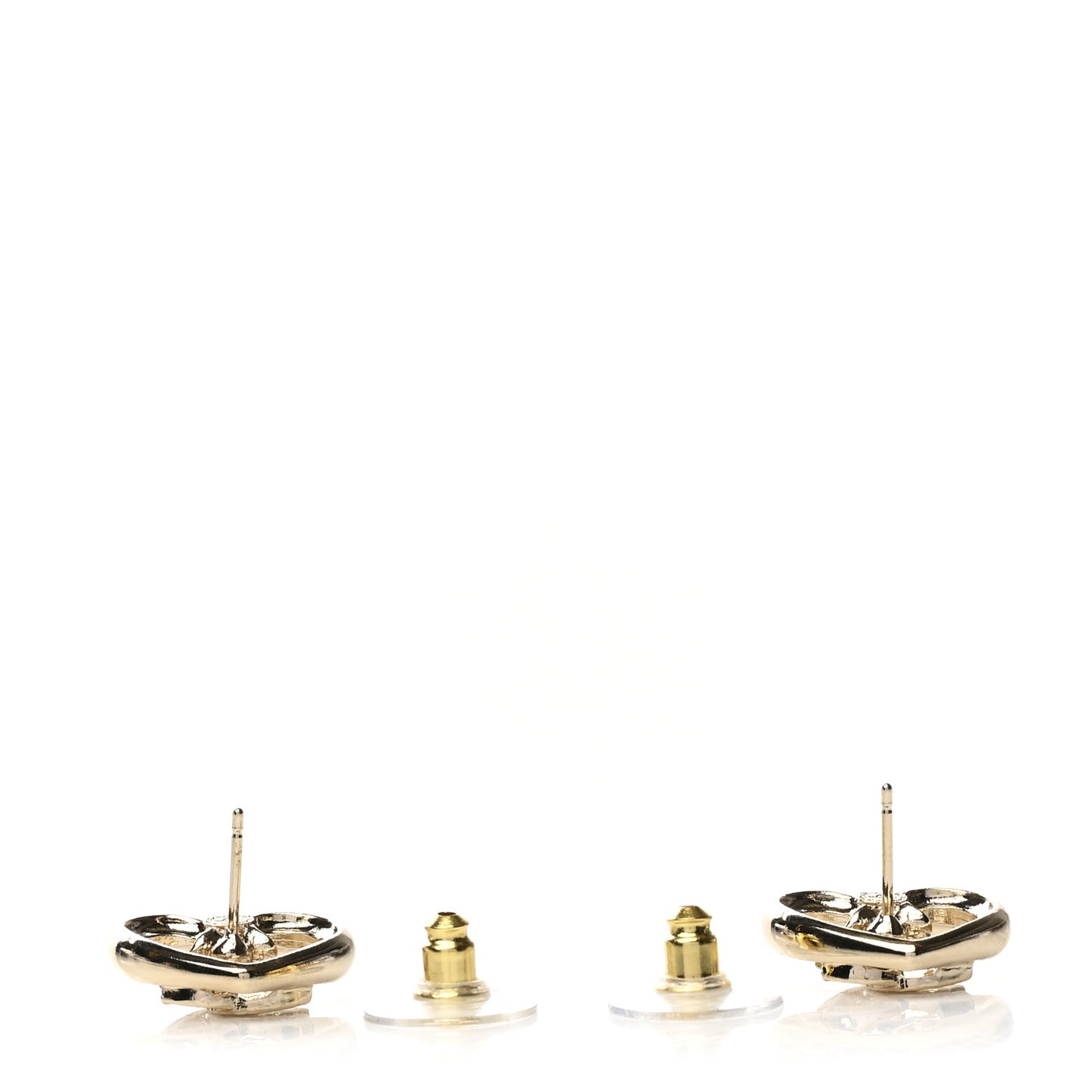 Metal Crystal CC Logo Heart Earrings Gold