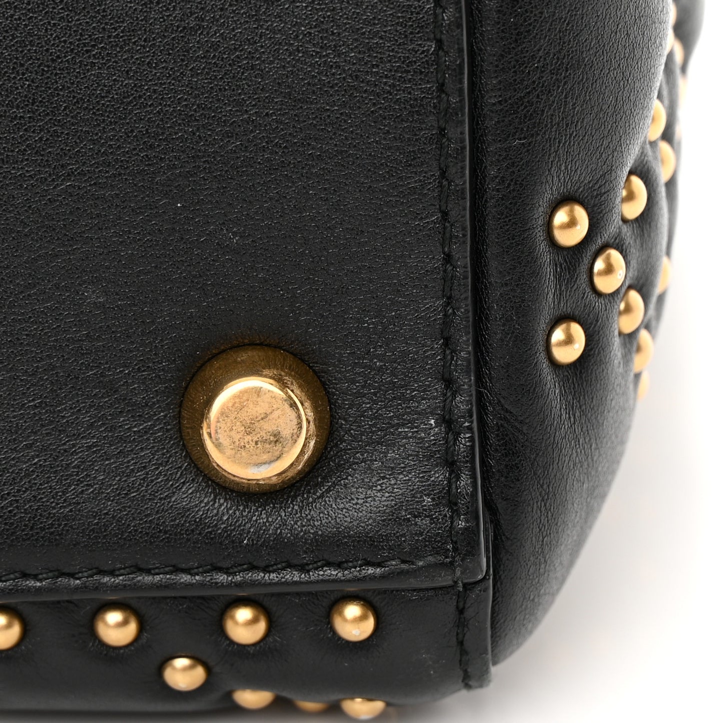 Calfskin Cannage Studded Medium Supple Lady Dior Black